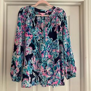 Lilly Pulitzer Elsa Silk Blouse in Daisy Caught Up
